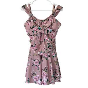 New Grace Karin 1 piece swimsuit rushed swim dress floral thick strap swim Lg